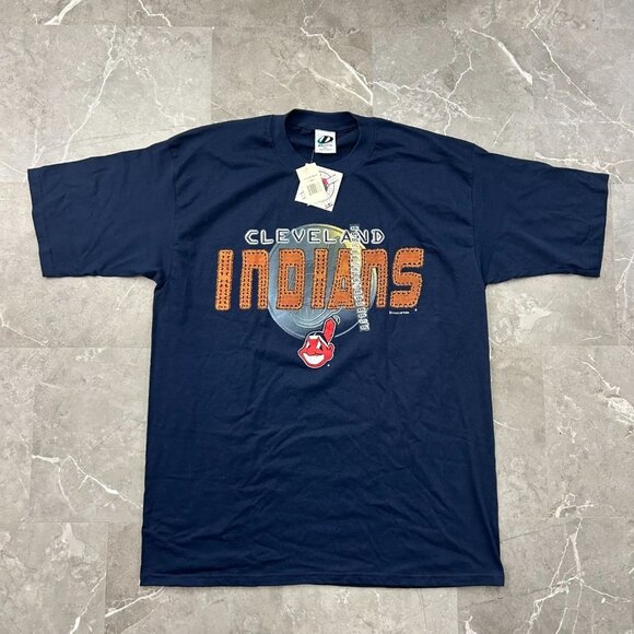 Vintage Cleveland Indians Graphic Tee Mens 2XL XXL Dead Stock Wahoo Short Sleeve - Picture 1 of 8